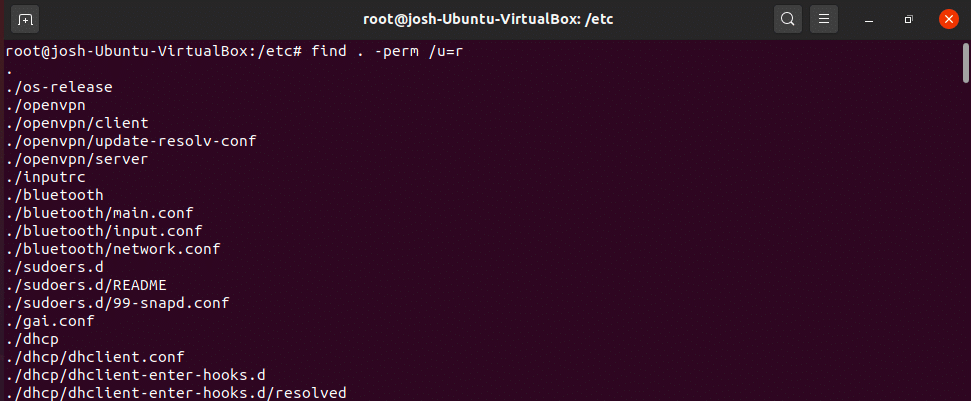 Finding read only files with Linux