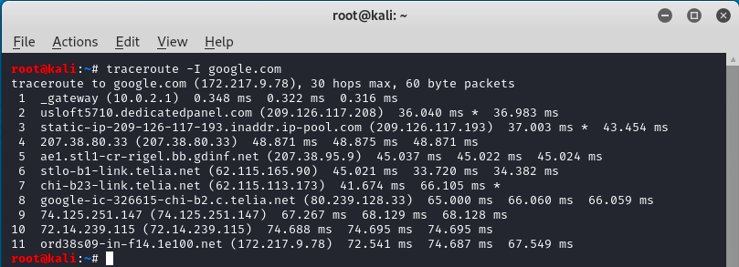 Traceroute to google