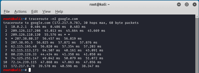 traceroute n