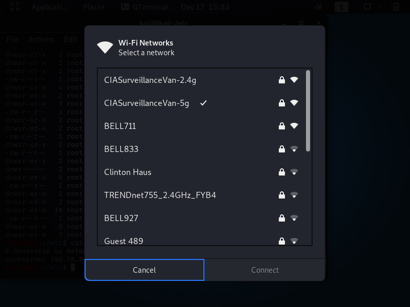wifi network connection linux