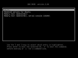 ubuntu GRUB boot menu